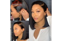 Hair Wigs Short Black Hair Wig Short Dark Wig Swiss HD Lace Short Straight Bob Wigs