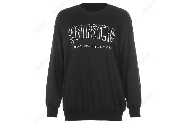 Winter New Black Sweatshirt Loose Letter Printing Hipster Sweatshirts Kameymall
