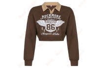 Letter Print Casual Short Comfy Sweatshirt Cheap Personalized Sweatshirts Kameymall