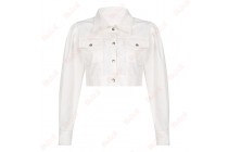 Lapel Tooling Women's Jacket Solid Color White Jacket Simple Jackets Kameymall