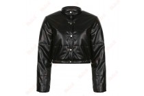 Stand Up Collar Leather Jacket Single Breasted Women Winter Work Jackets Kameymall