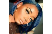 Bob Wigs Short Cheap Wigs Midnight Blue Human Hair Short Lace Front Kameymall