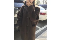 Womens Loose Coats Fuzzy Jacket Brown Thickened Tweed Jacket Wool Coats Kameymall