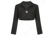 Short Navel Sexy Suit Jacket Top Black Coat Knitted Jackets Women Kameymall
