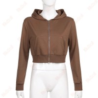 Cheap Short Zipper Cardigan Cropped Hoodie Pocket Premium Hoodies Kameymall